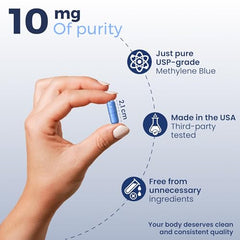 USP Grade Methylene Blue capsule label detail