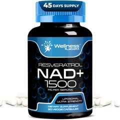 Bottle of WELLNESS LABSRX NAD+ 1500mg liposomal supplement