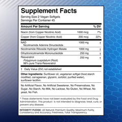 NAD+ NMNH Resveratrol formula close-up label