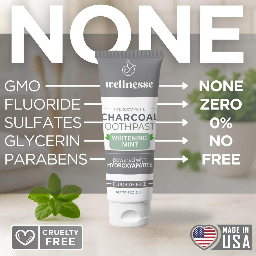 Packaging showing tube and box for Wellnesse toothpaste 4 oz