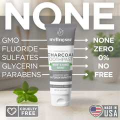 Packaging showing tube and box for Wellnesse toothpaste 4 oz