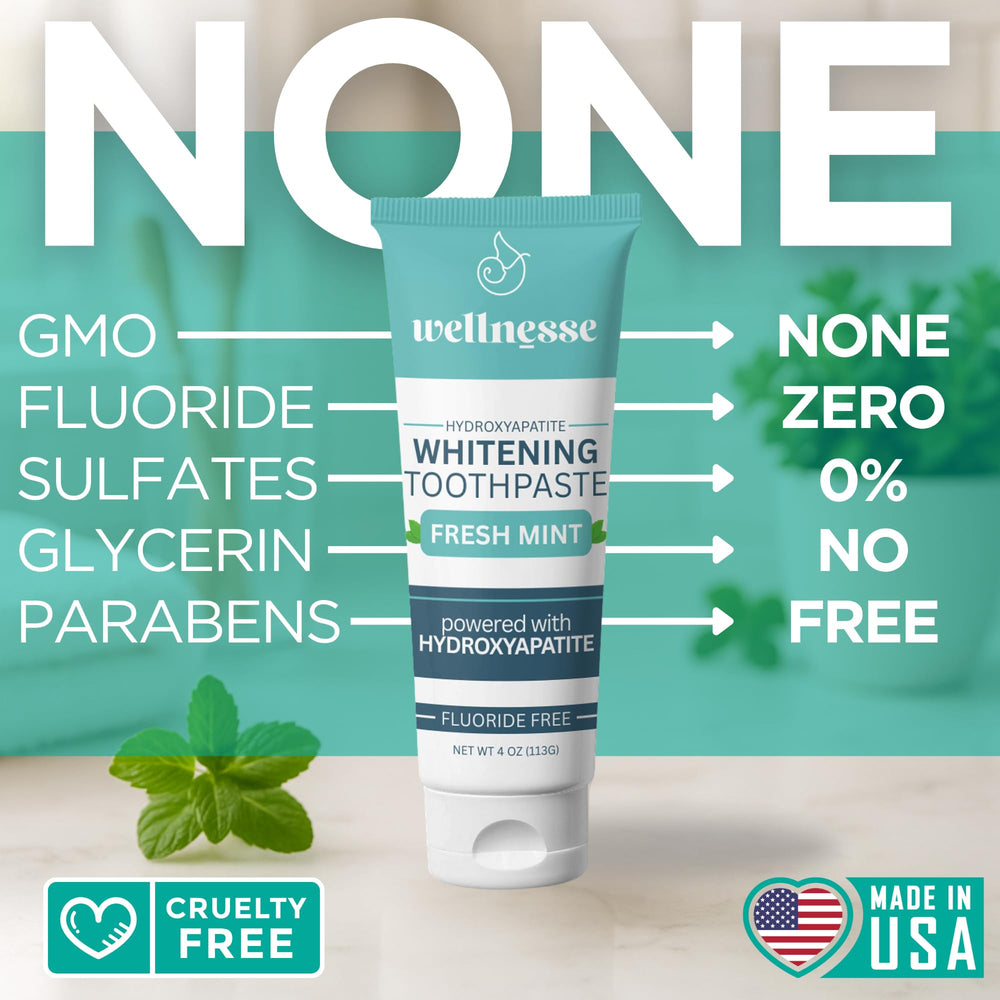 Pack of three Wellnesse toothpaste tubes (4 oz each)