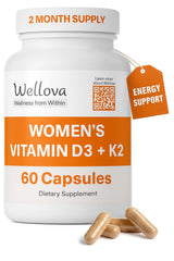 Wellova Women's D3 + K2 capsules – immune support and energy