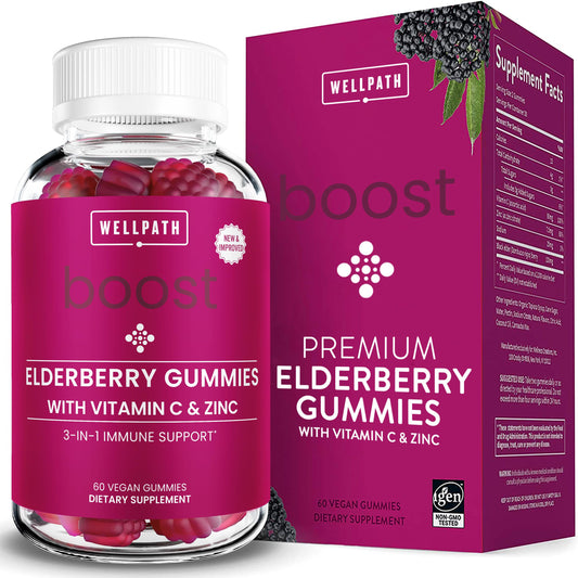WellPath Boost Elderberry Gummies 60 count front hero image