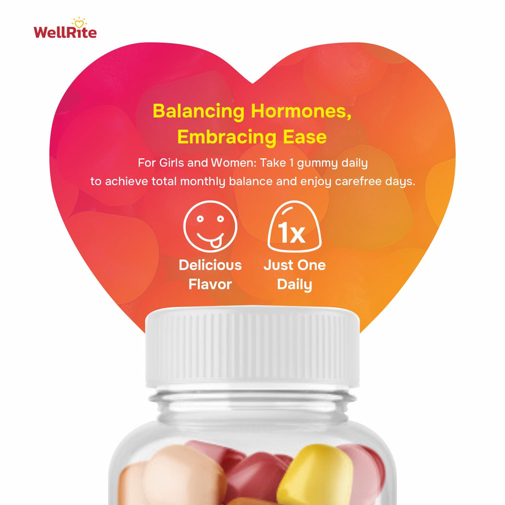 Nutrition label and ingredients of Wellrite PMS Gummy Vitamins