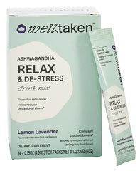 Front of WellTaken Relax & De-Stress Lemon Lavender 14-serving box