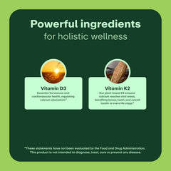 WellWithAll bottle back label detailing D3 and K2 ingredients