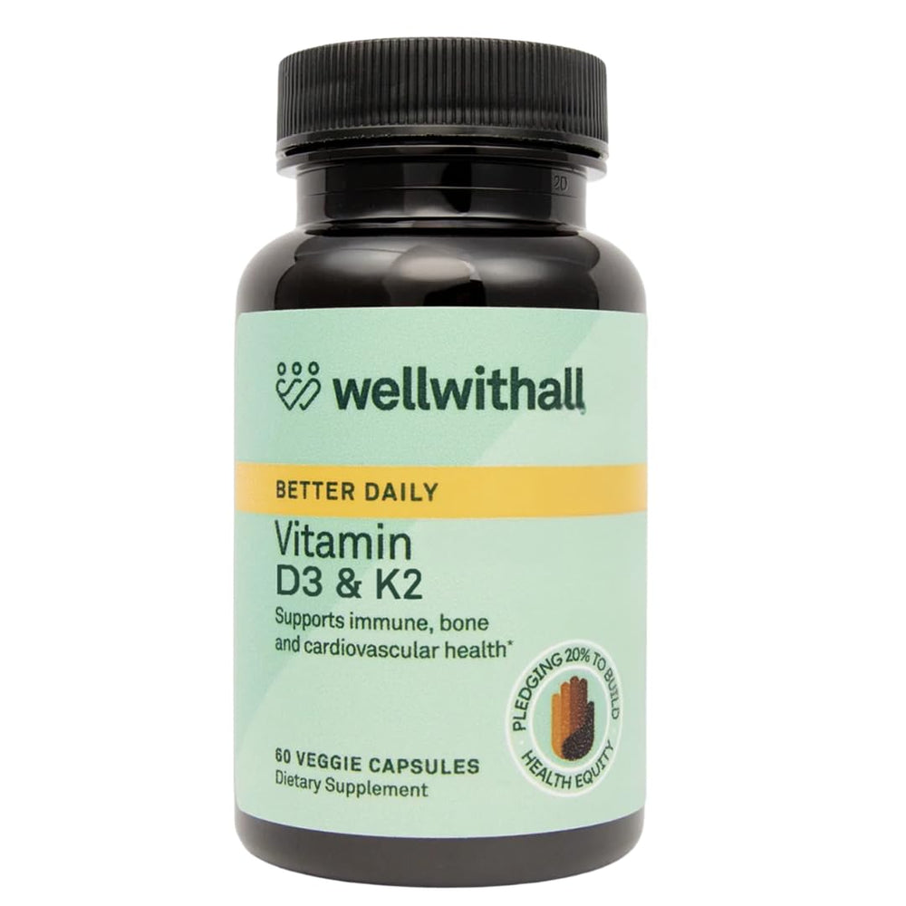 WellWithAll Vitamin D3 5000 IU plus K2 100 mcg bottle front