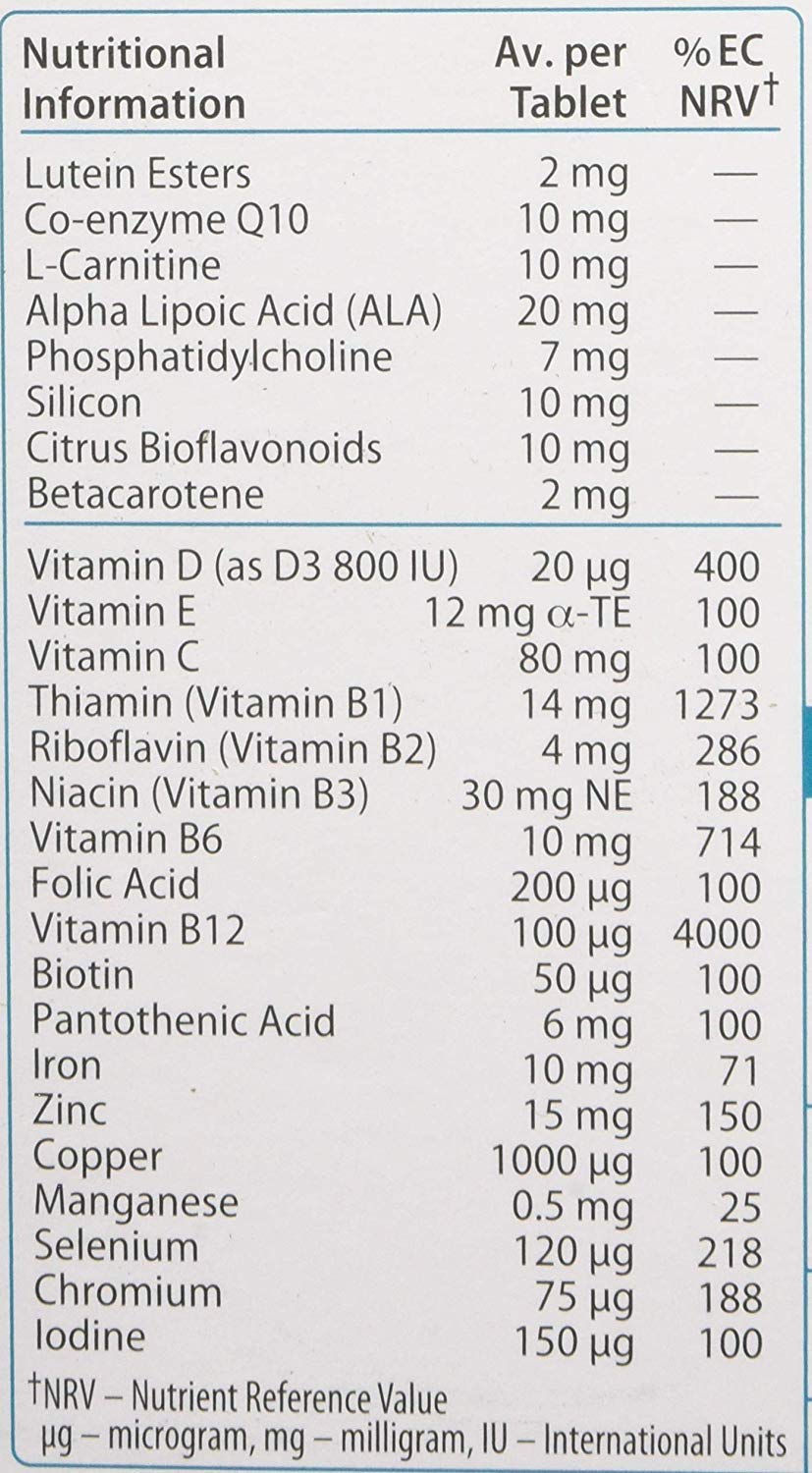 Wellwoman 70+ supplement packaging and label