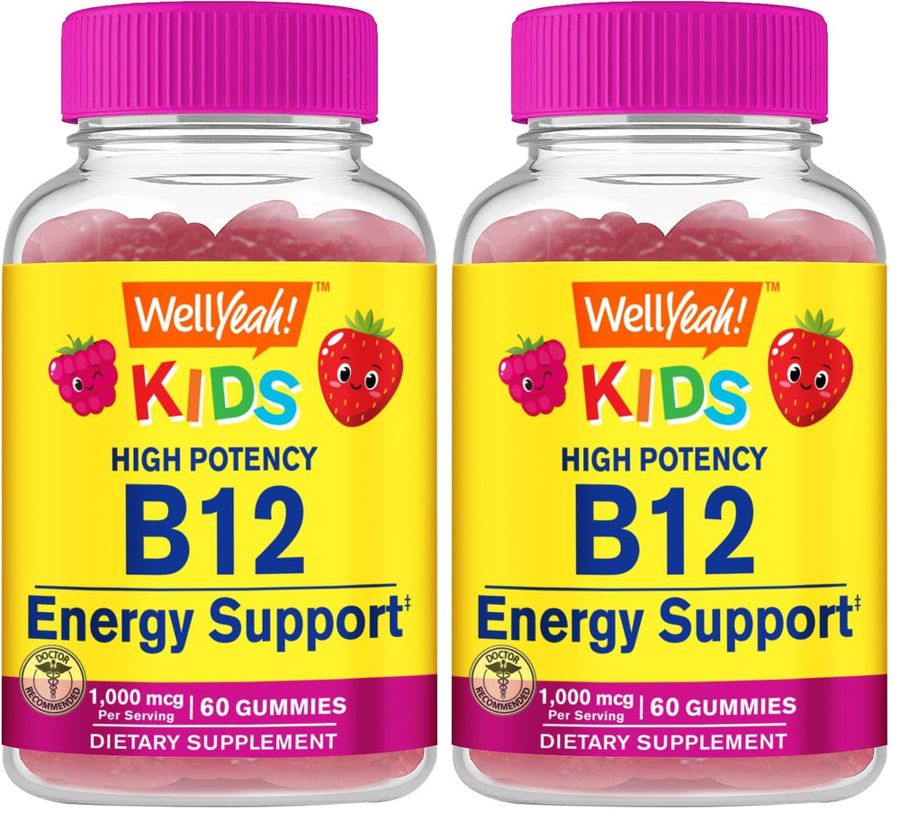 WellYeah Vitamin B12 Gummies for Kids berry flavor bottle