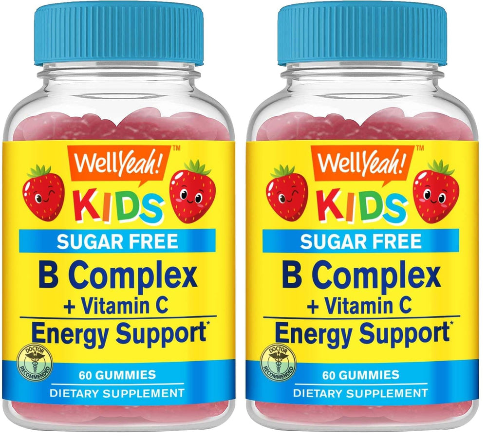 WellYeah Kids Vitamin B Complex Sugar-Free Gummies strawberry-flavored front packaging