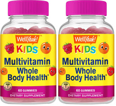 Front view of WellYeah Kids Multivitamin Gummies bottle with orange label