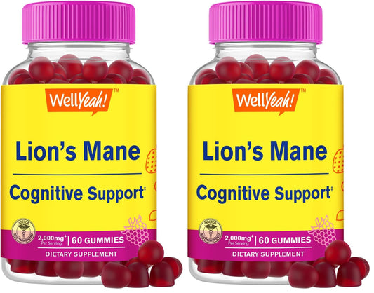 Front packaging of WellYeah Lions Mane Gummies Berry Flavor (2-pack)