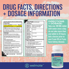 WELMATE bottle on bathroom shelf signaling 24-hour allergy support.