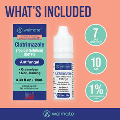 WELMATE 0.33 fl oz twin-pack sits on a bathroom shelf for convenient treatment.