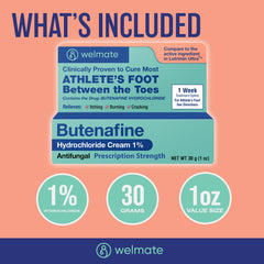 WELMATE compact 1oz tube highlights travel-friendly foot care.