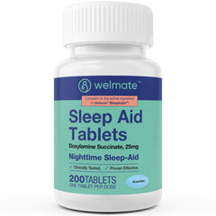 WELMATE nighttime sleep aid bottle helps ease occasional sleeplessness.