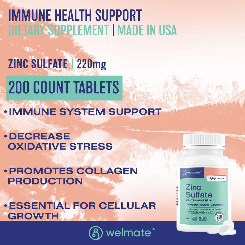 Label showing 50 mg elemental zinc per tablet