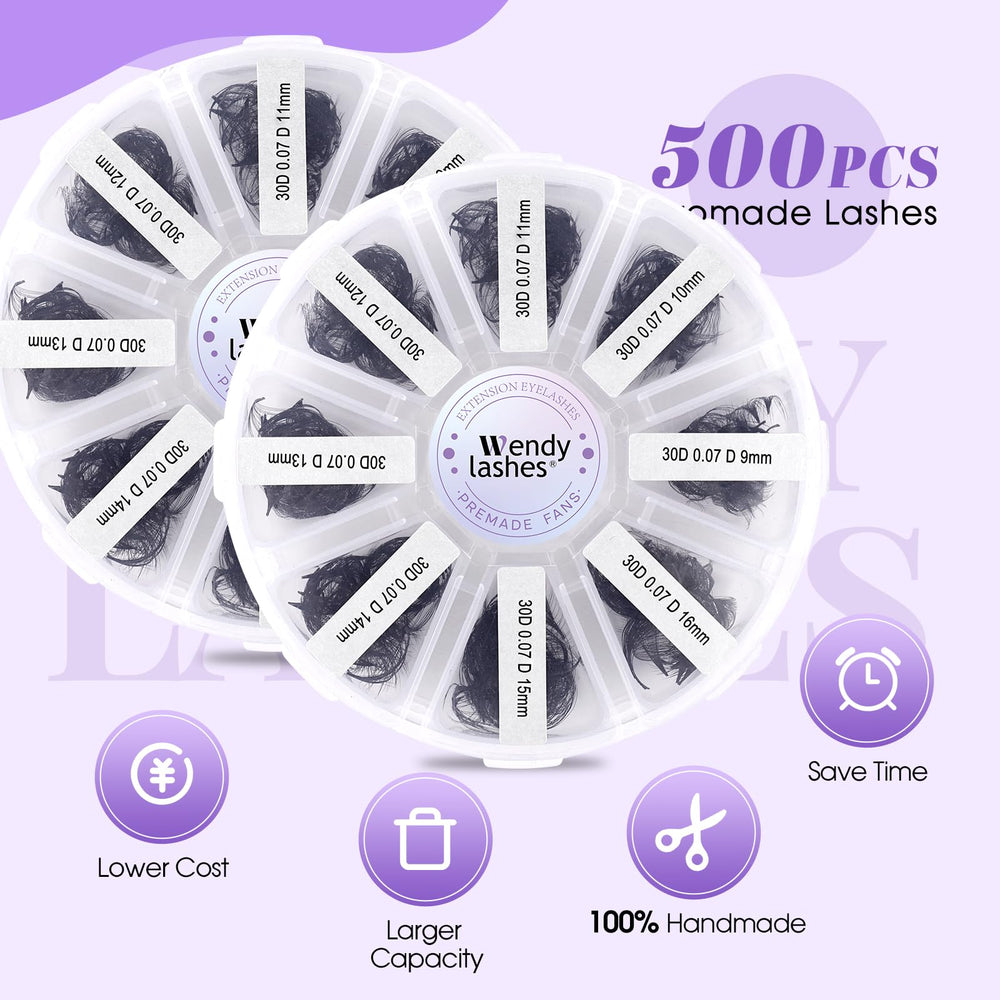 Wendy Lashes Premade Fans 9-16mm mix delivers versatile volume and time savings