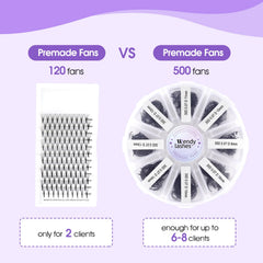 Wendy Lashes Premade Fans ideal for professionals and DIY artists seeking value