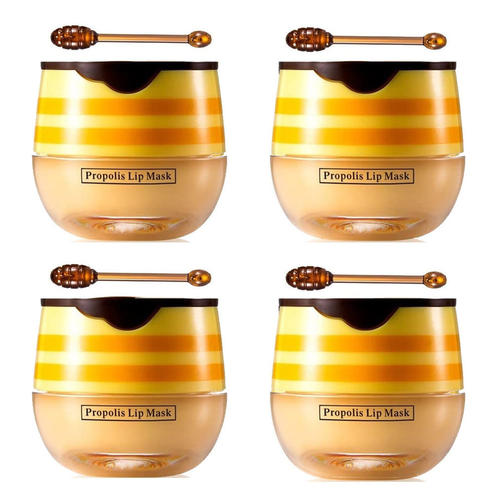 WenFeng bee lip balm honey pot close-up showing rich moisture for softer lips.