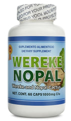 Wereke and Nopal capsules bottle on white background