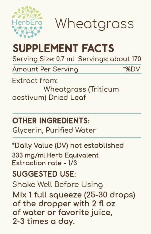 USA-made Wheatgrass B120 tincture bottle and packaging