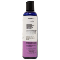 Plastic travel-friendly bottle of vegan massage oil for couples