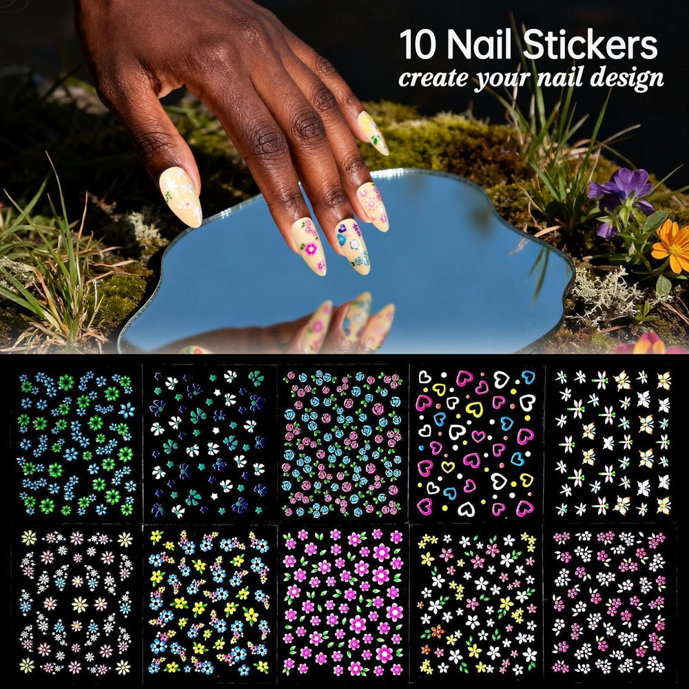 Whisrvival 10 sheets flower nail stickers to customize designs
