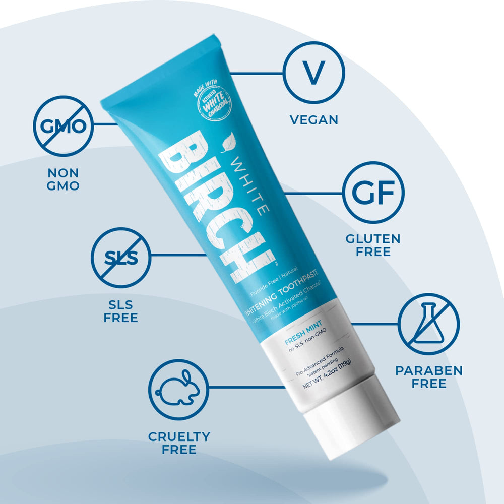 Toothpaste line highlighting gentle whitening with charcoal