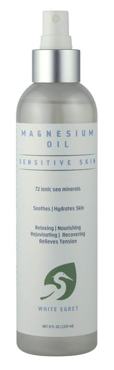 White Egret Magnesium Oil Spray bottle with 8 oz label - hero image