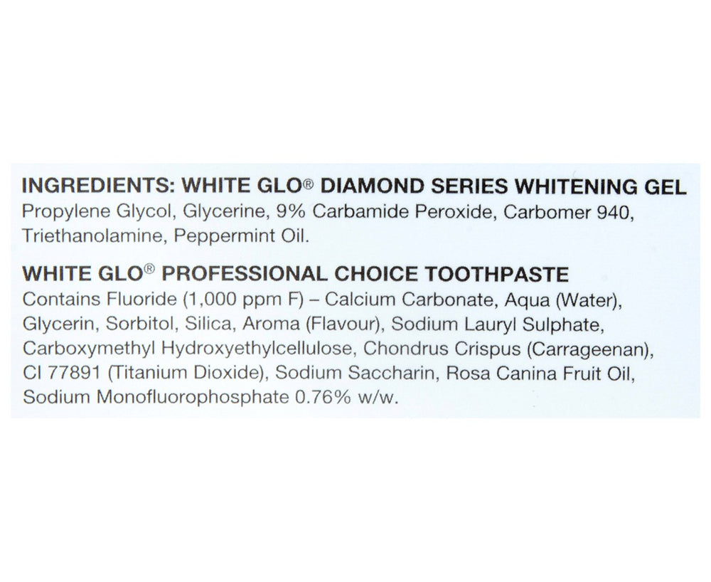 Free White Glo Professional Choice toothpaste included with system