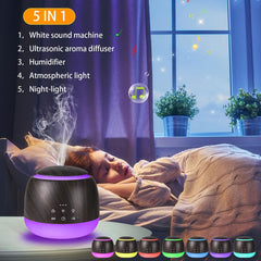 Device displaying 7 LED color options around the base