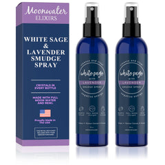 Moonwater White Sage Smudge Spray bottle with clear quartz crystals