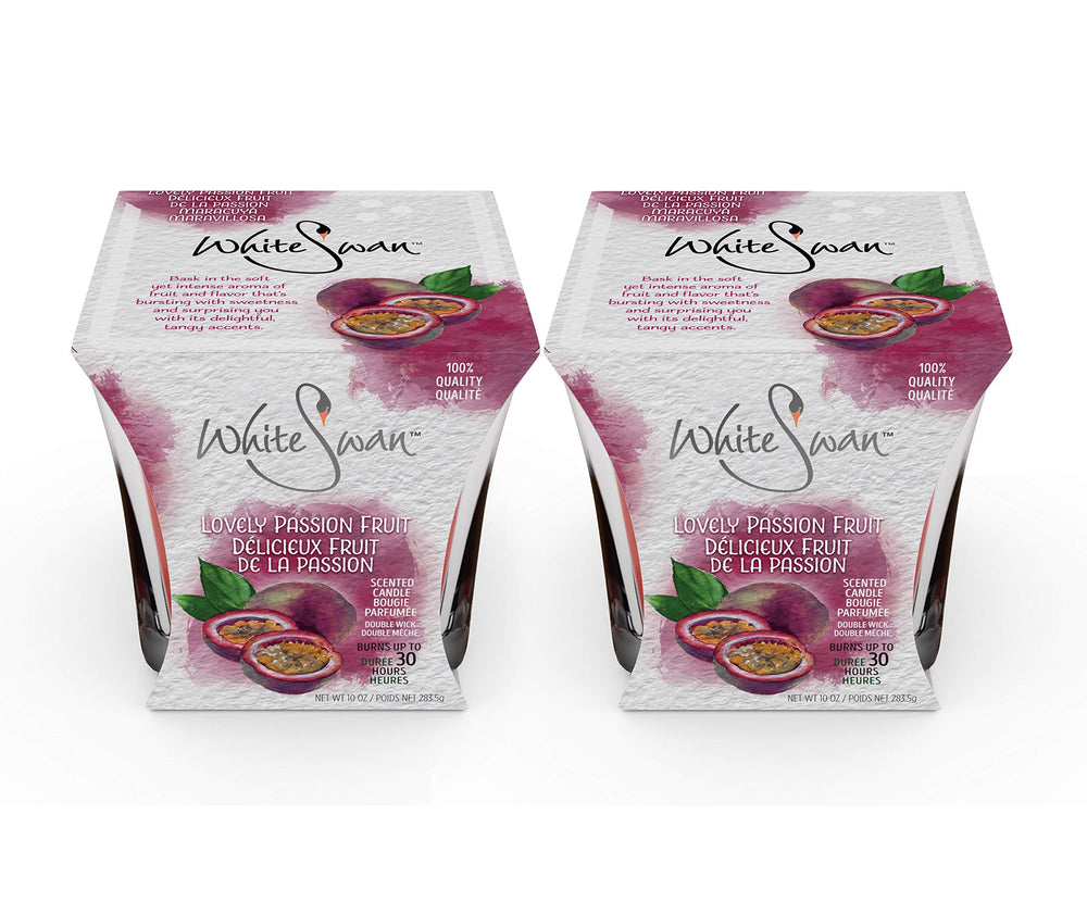 White Swan premium scented candle passion fruit bottle delivering balanced aroma for relaxation