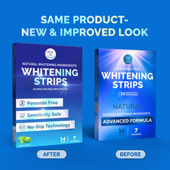 Close-up of whitening strip applied to teeth