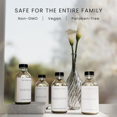 Close-up of Whitewood diffuser oil bottle (500 mL/16.9 oz).