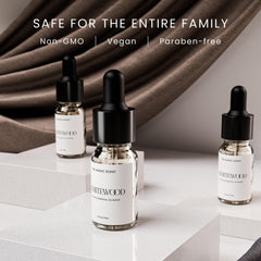 Close-up of Whitewood diffuser oil notes: leather, cardamom, lemon
