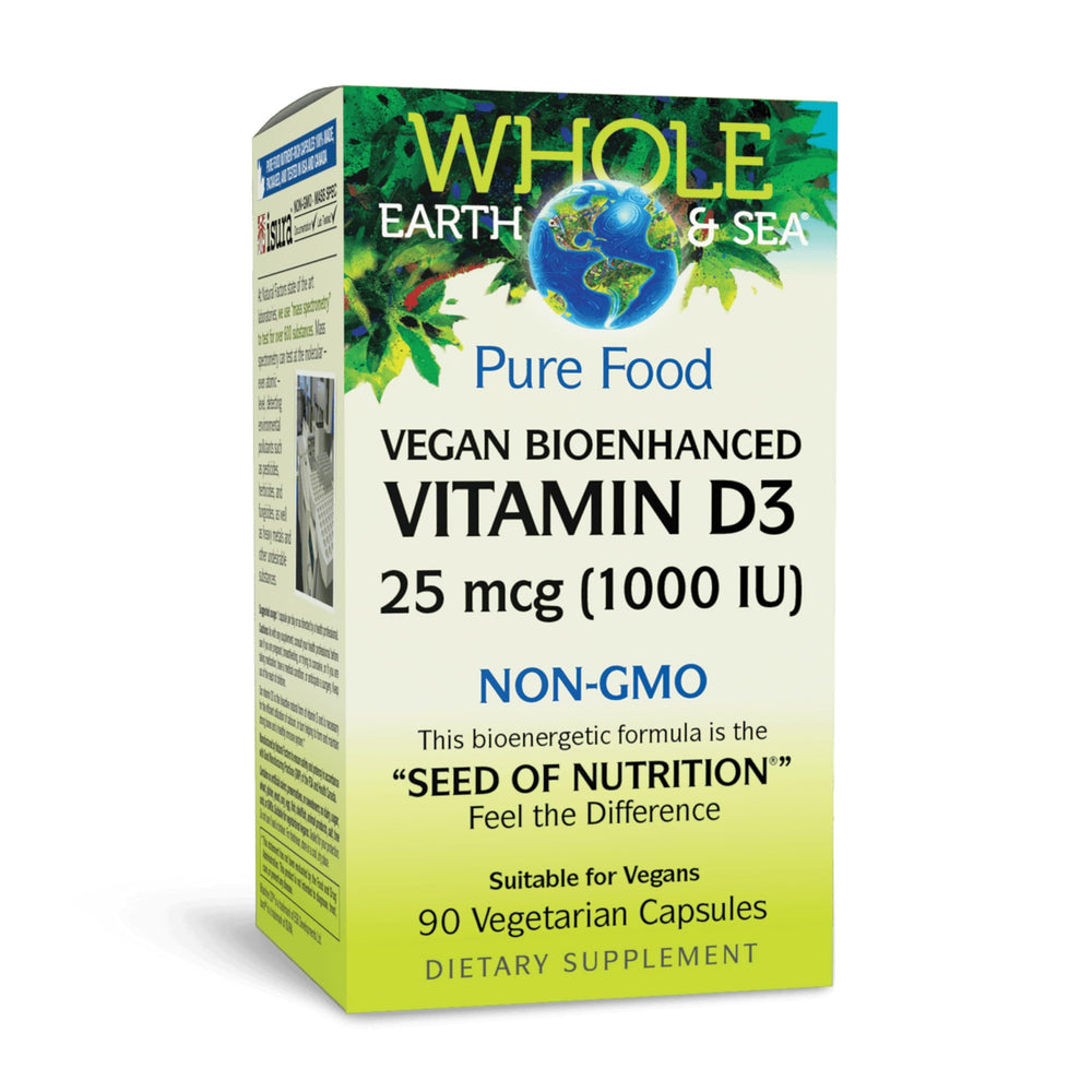 Whole Earth & Sea Vitamin D3 1000 IU vegan 90 capsules package