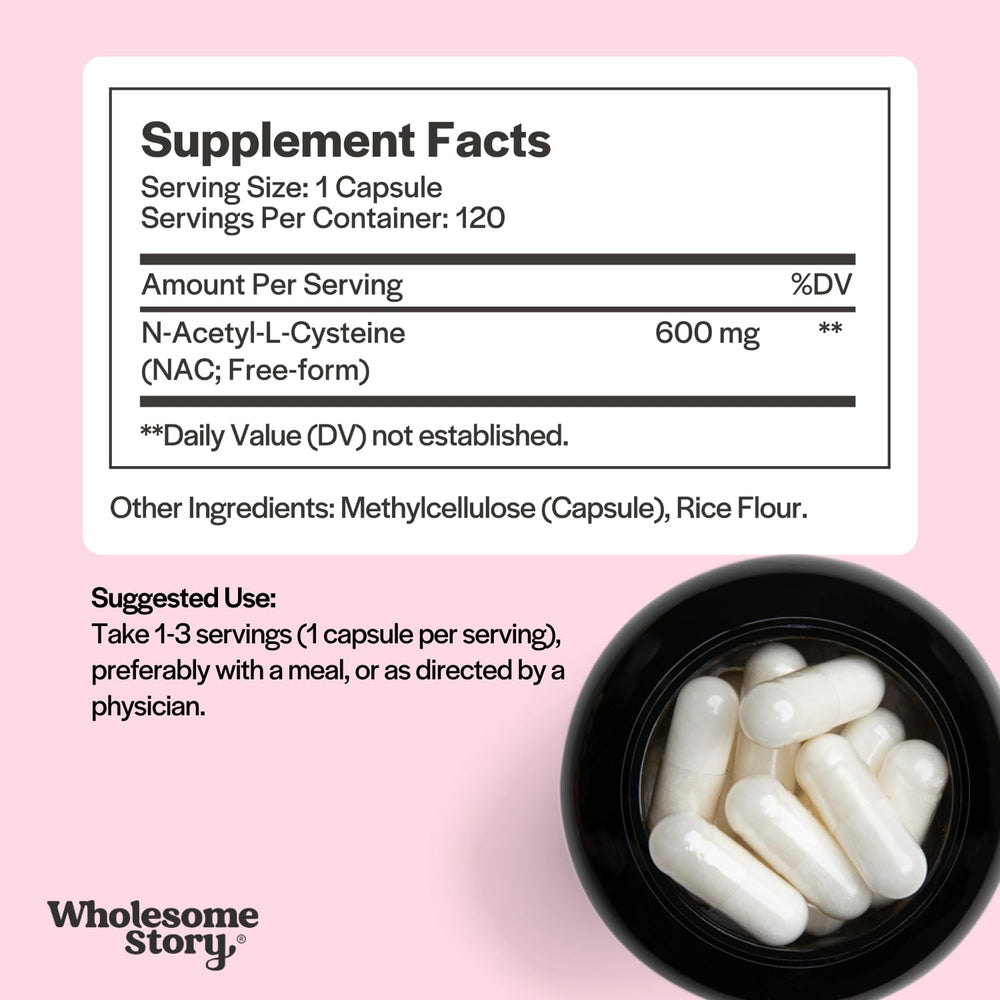 N-Acetyl Cysteine 600 mg supplement bottle on white