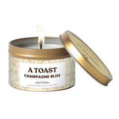 Whole Works Champagne Toast Candle wax close-up for eco-friendly, clean burn during celebrations.