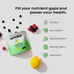 Close-up of Lemon Berry gummies showing two gummies per serving