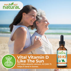 Front label displaying 5000 IU D3 and organic K2