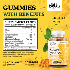 Wild & Organic Ashwagandha Gummies texture close-up emphasizing soft pectin chew