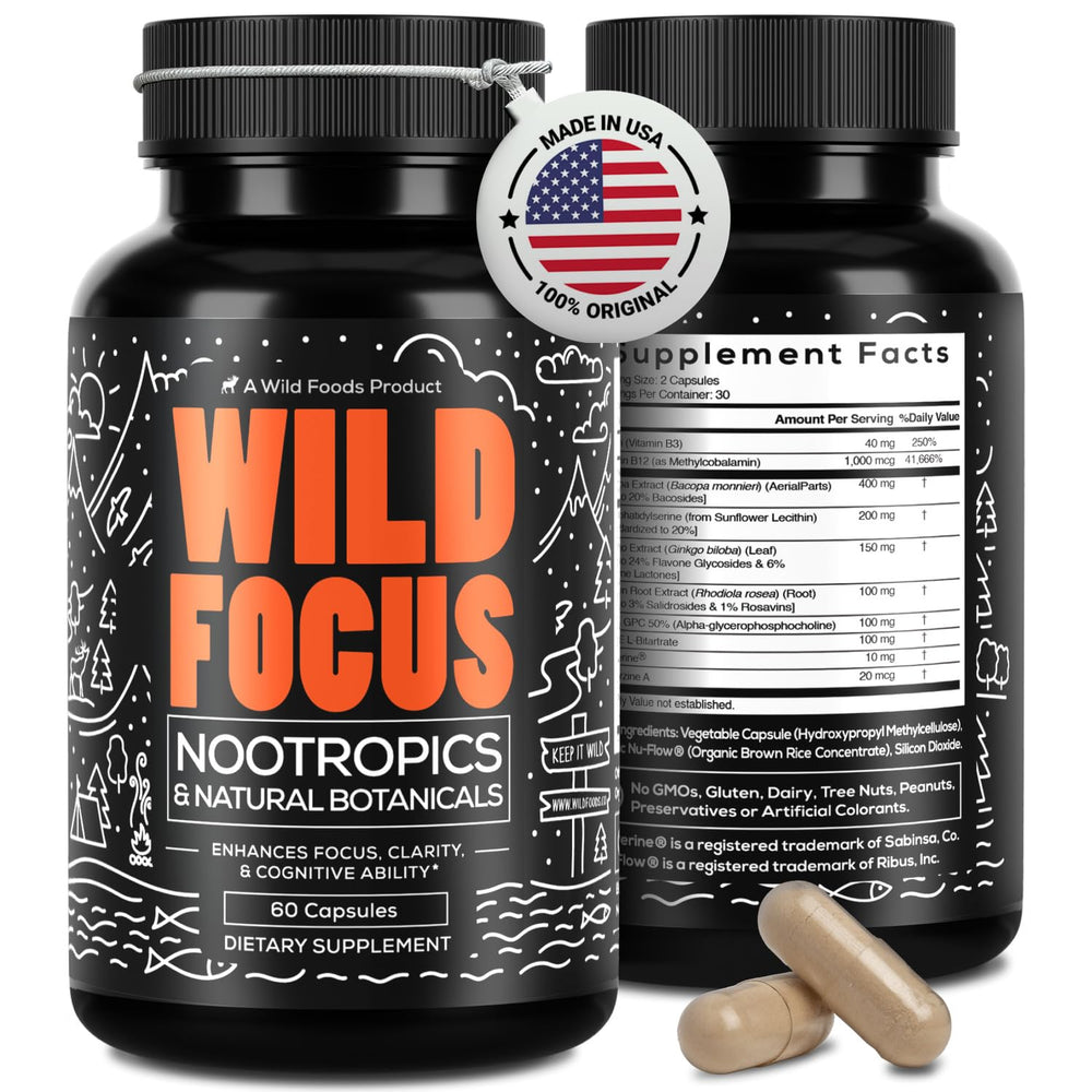 Wild Focus brain supplement bottle front view
