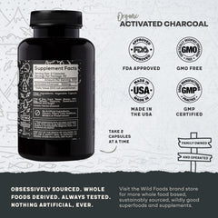 Two bottles of Wild Foods Activated Charcoal Capsules