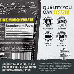 Close-up of Wild Foods Creatine Monohydrate stick packets