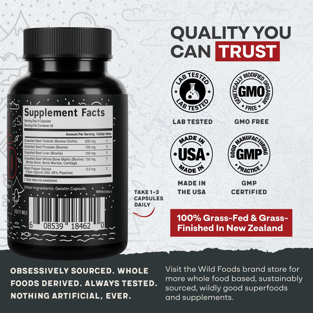 Whole bone matrix capsules from grass-fed beef