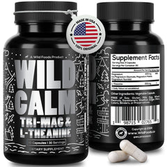 Wild Foods Tri-Mag & L-Theanine bottle – front view