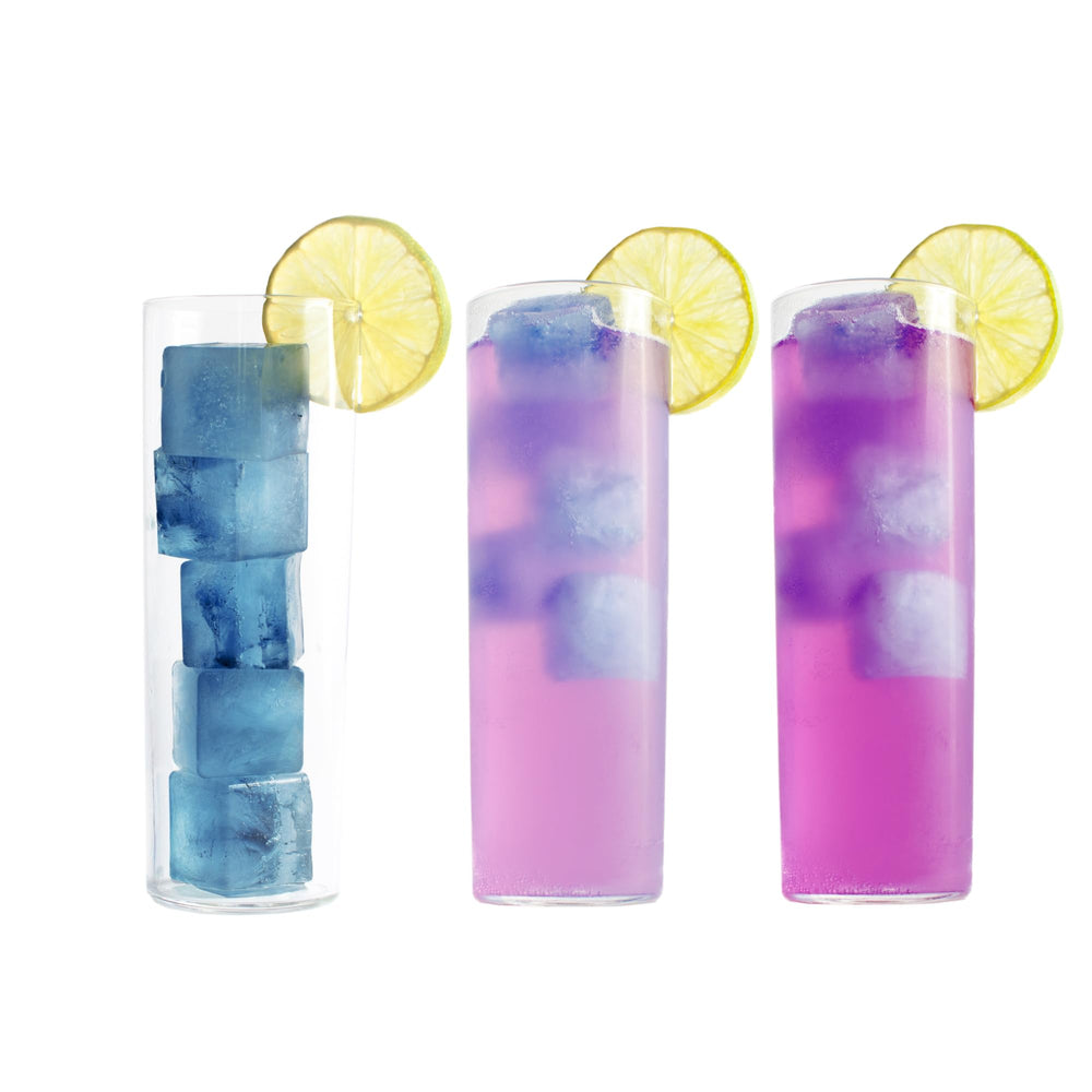 Concept image showing color transformation from blue to purple with citrus